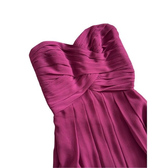 David’s Bridal Strapless Plum Dress Size 4 Bridesmaid Formal Back Zip - Picture 6 of 8